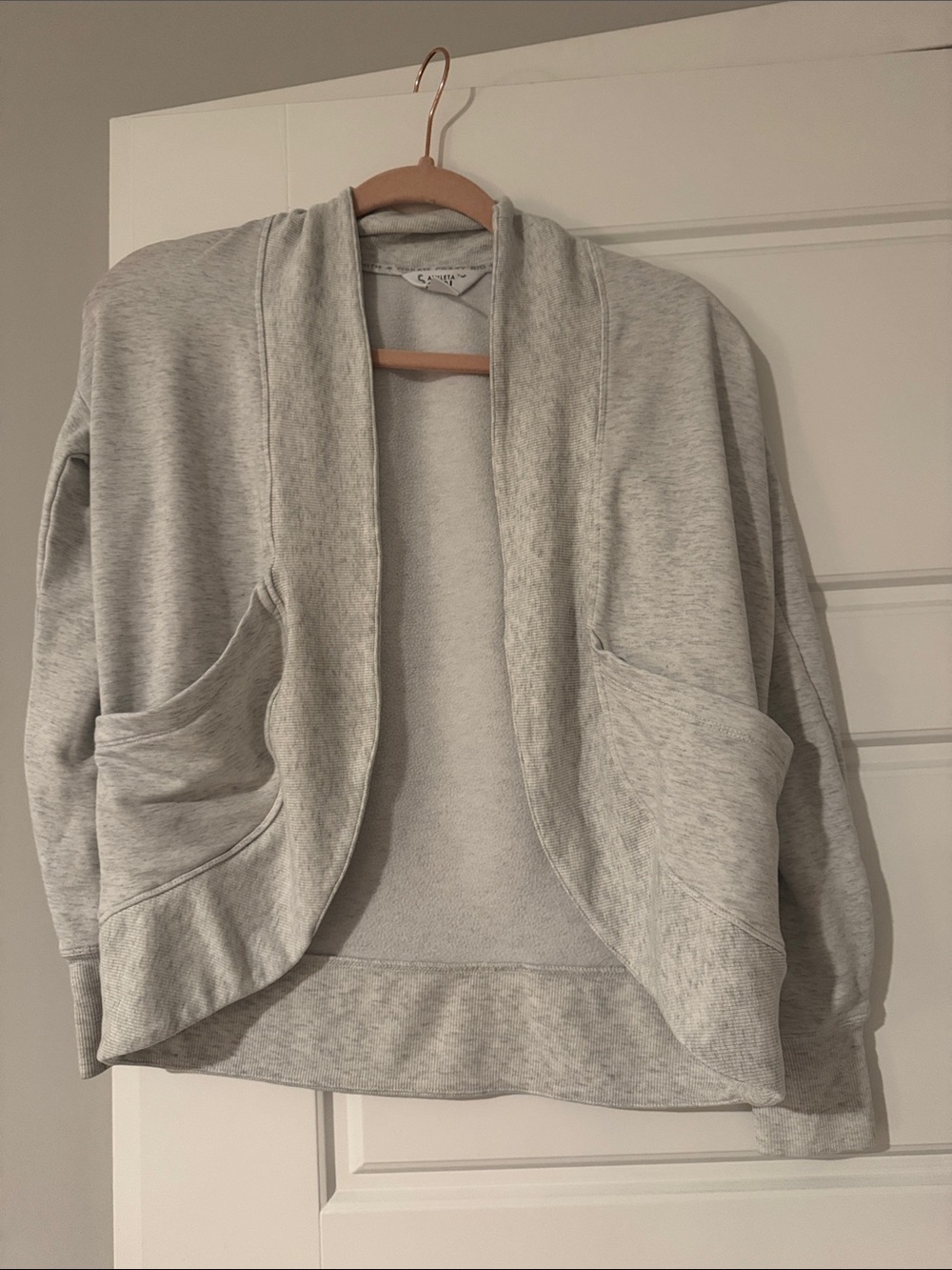 Athleta Light Gray Open-Front Cardigan Sweater